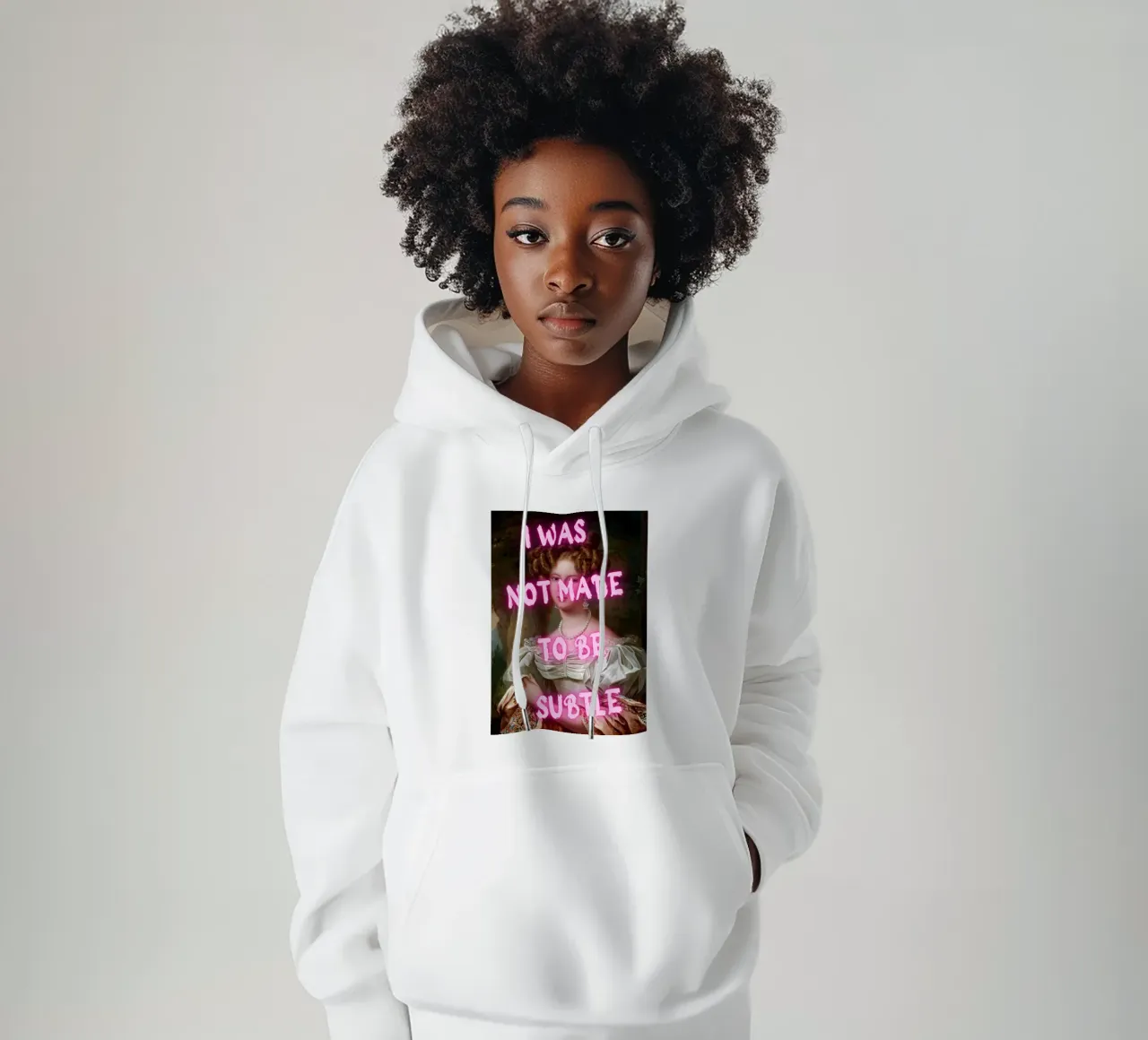 "Not Subtle" - Pop Art, Remix classico, Empowerment, Pin al neon felpa con cappuccio da NorwesClub