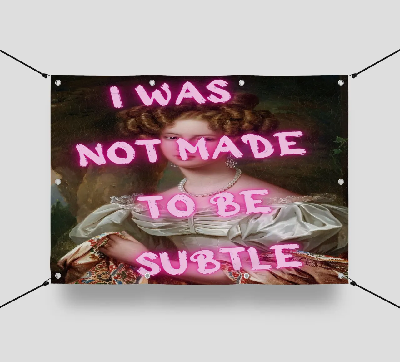 "Not Subtle" - Pop Art, Remix classico, Empowerment, Pin al neon telo in pvc da NorwesClub