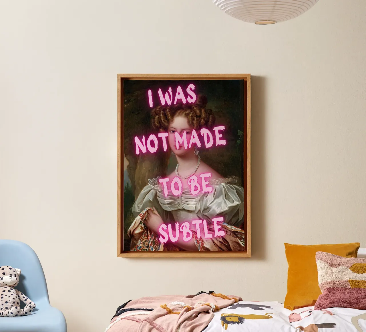 "Not Subtle" - Pop Art, Remix Clásico, Empoderamiento, Pin Neón lienzo de NorwesClub
