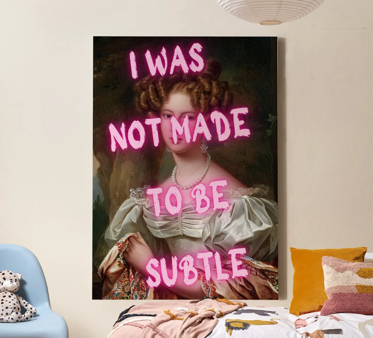 "Not Subtle" - Pop Art, Remix Clásico, Empoderamiento, Pin Neón lienzo de NorwesClub