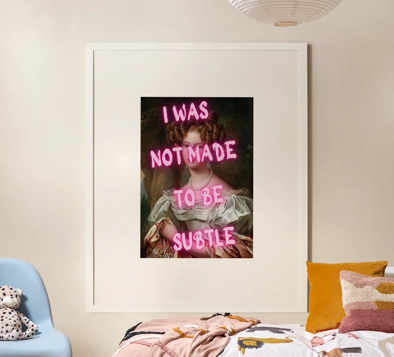 "Not Subtle" - Pop-Art, klassischer Remix, Empowerment, Neon-Pin Poster mit Aluminium Rahmen von NorwesClub