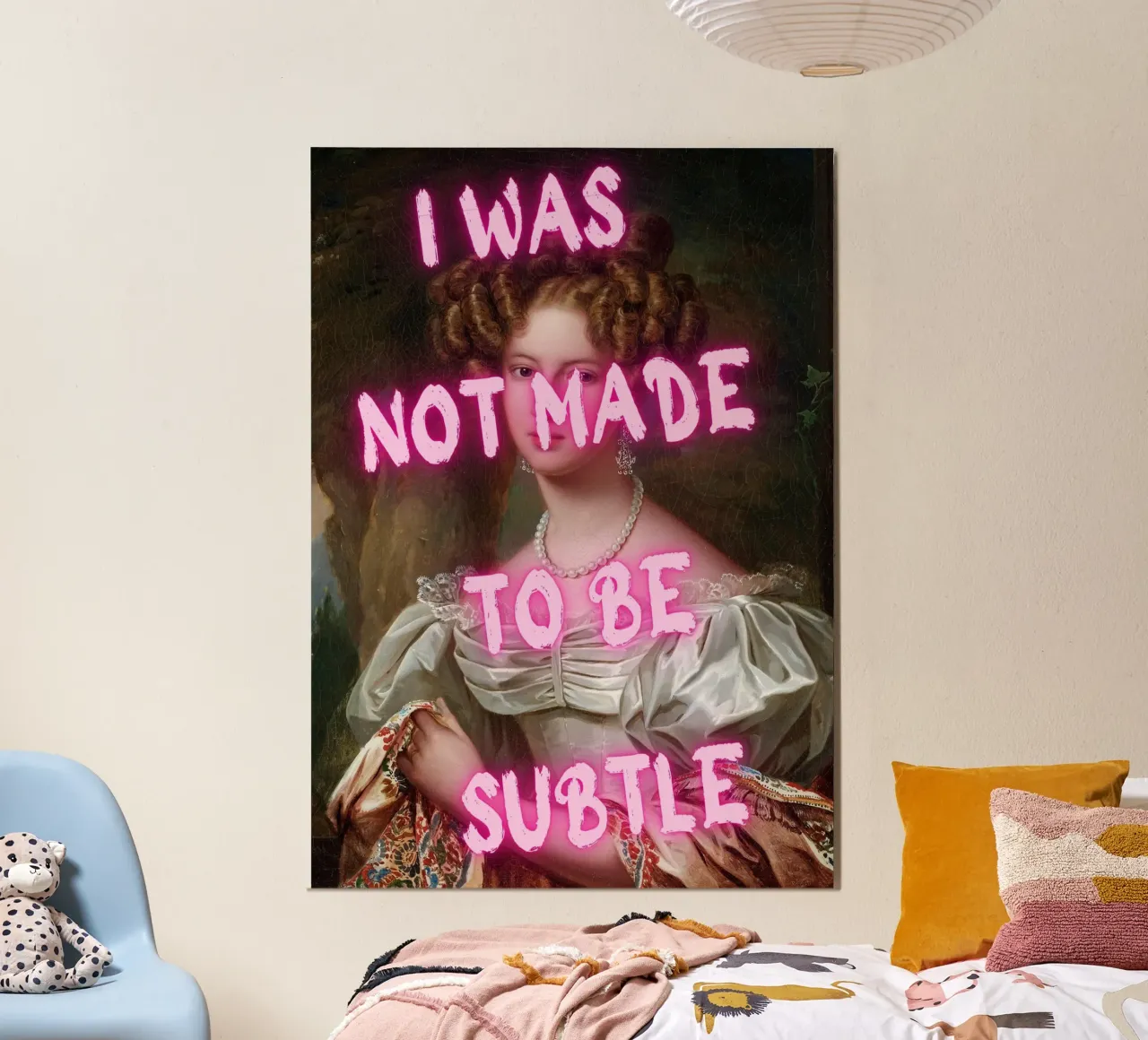 "Not Subtle" - Pop-Art, klassischer Remix, Empowerment, Neon-Pin Poster mit Aluminium Rahmen von NorwesClub