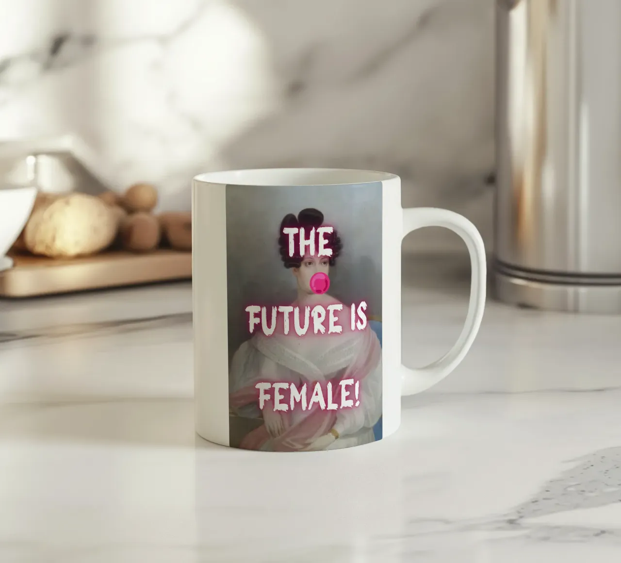 "Il futuro è femmina!" - Pop Art, Remix classico, femminista, audace tazza in ceramica da NorwesClub