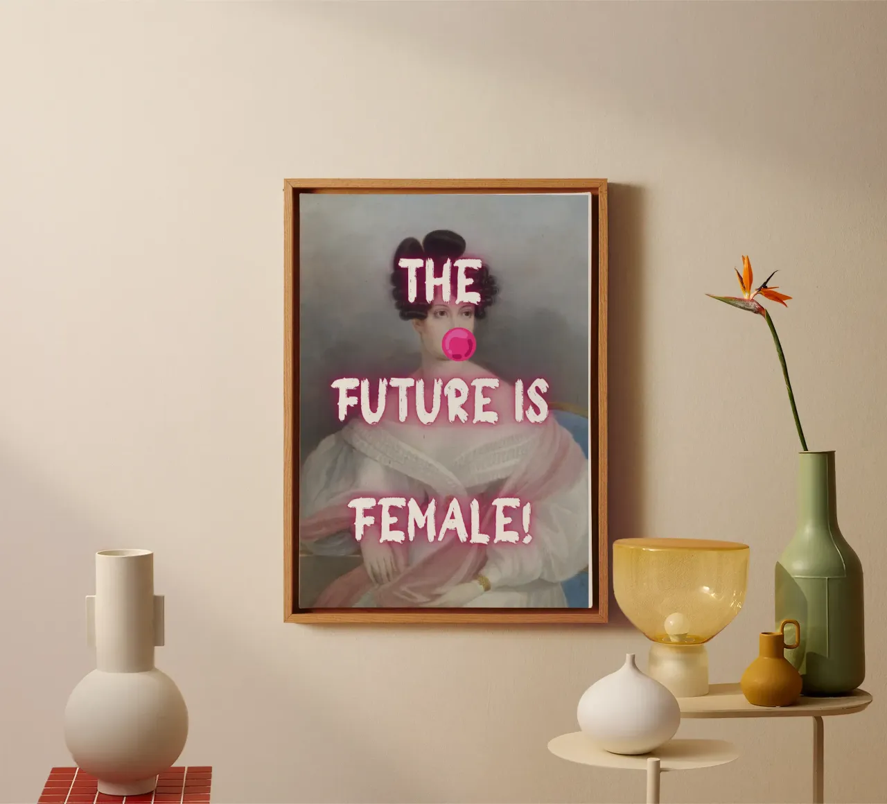 "Il futuro è femmina!" - Pop Art, Remix classico, femminista, audace tela con Cornice a cassetta da NorwesClub