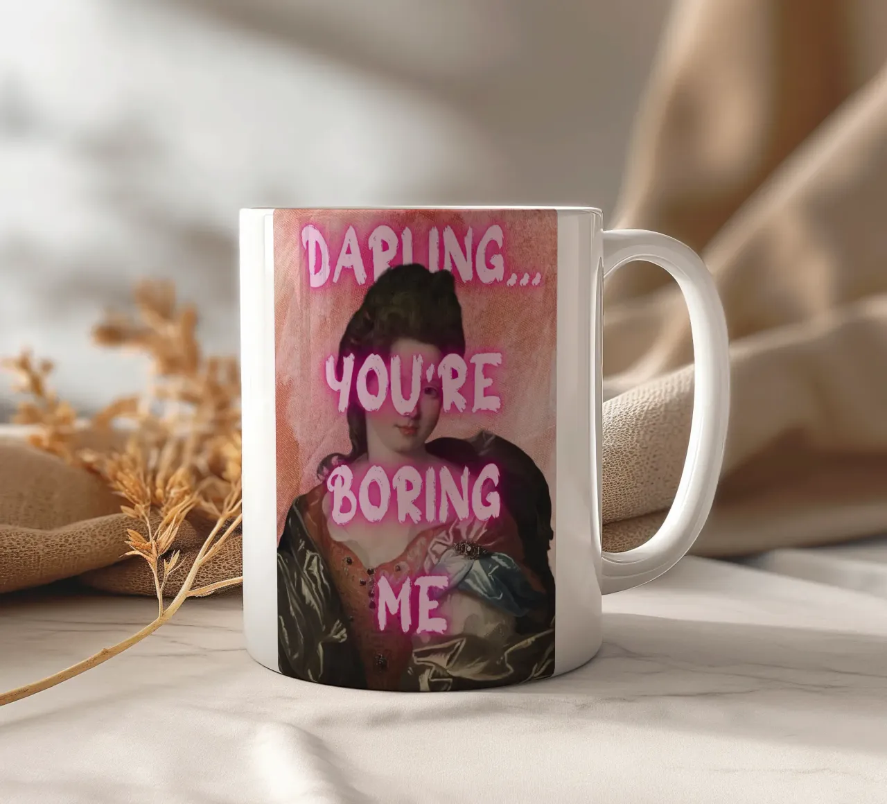 "Darling, You're Boring Me" - Pop Art, Klassischer Remix, Sarcas Keramik Tasse von NorwesClub