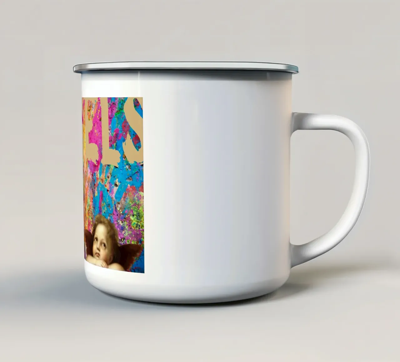 "Angels" - Arte di strada, Remix rinascimentale, vibrante, trendy Ae tazza in smalto da NorwesClub