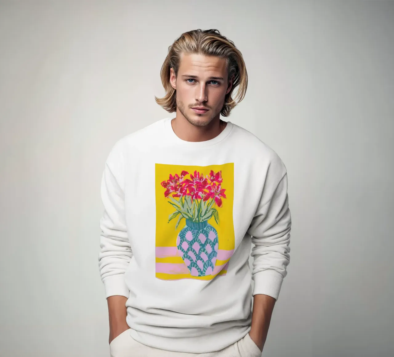 Red Flowers In A Vase felpa da Sonia Brittain