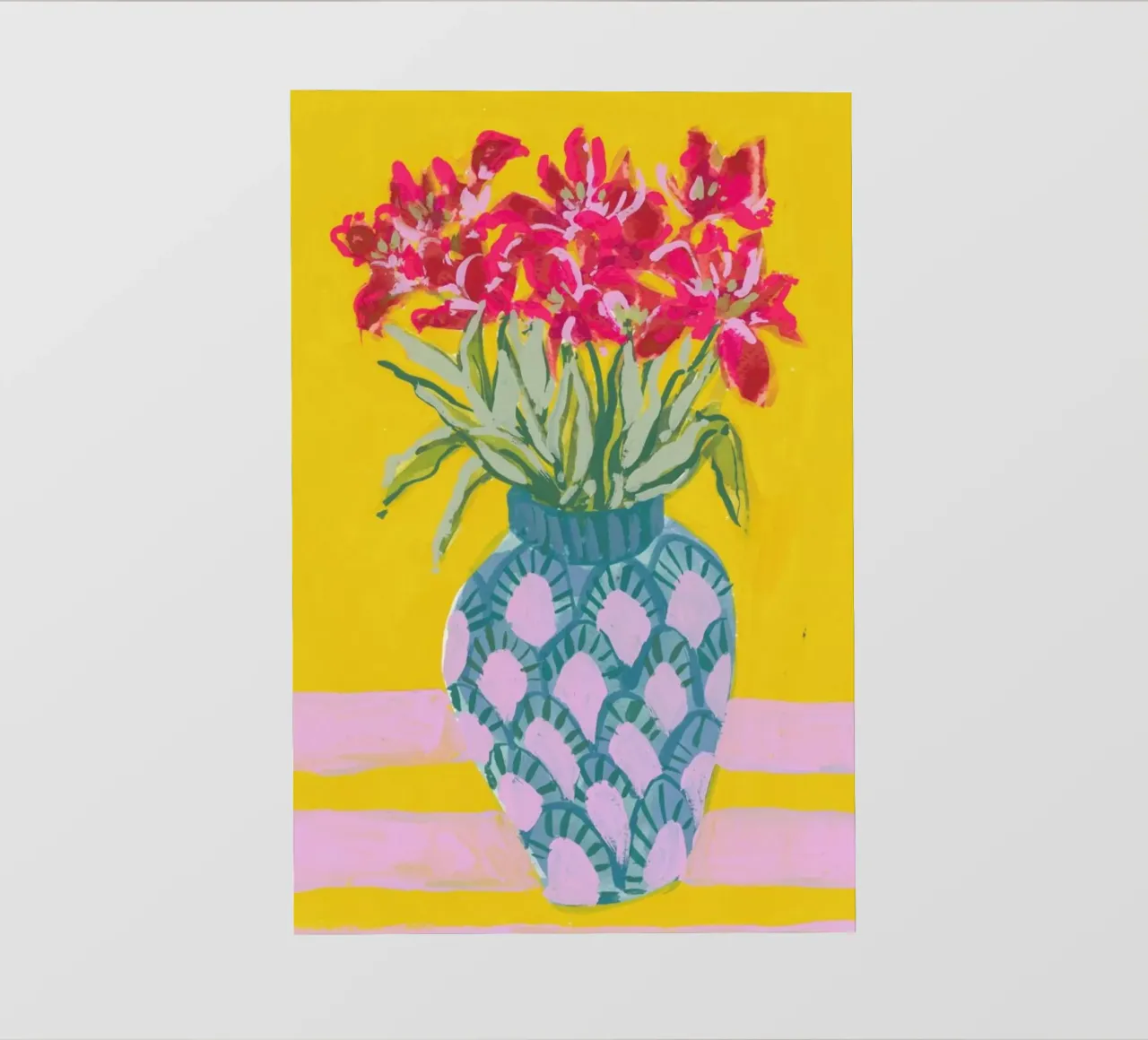 Red Flowers In A Vase telo in pvc da Sonia Brittain