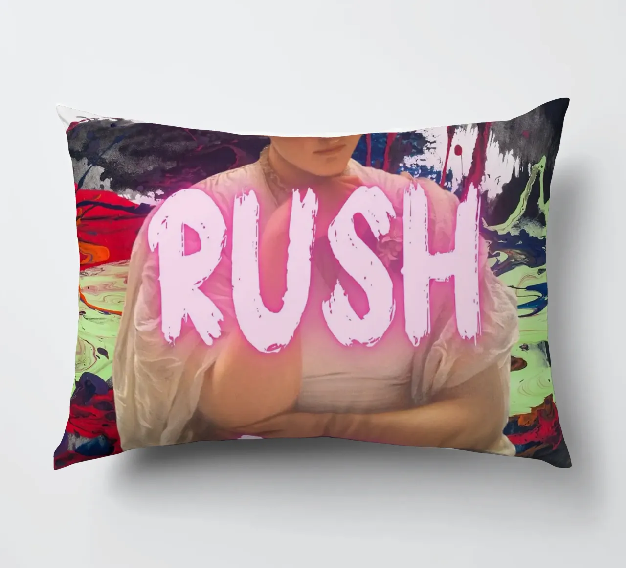 "Don't Rush Me" - Pop Art, Remix classico, Astratto, Pink Aes cuscino da NorwesClub