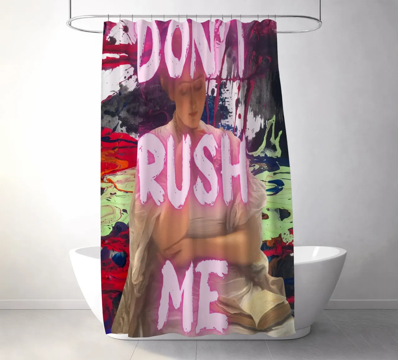 "Don't Rush Me" - Pop Art, Remix classico, Astratto, Pink Aes tenda da doccia da NorwesClub