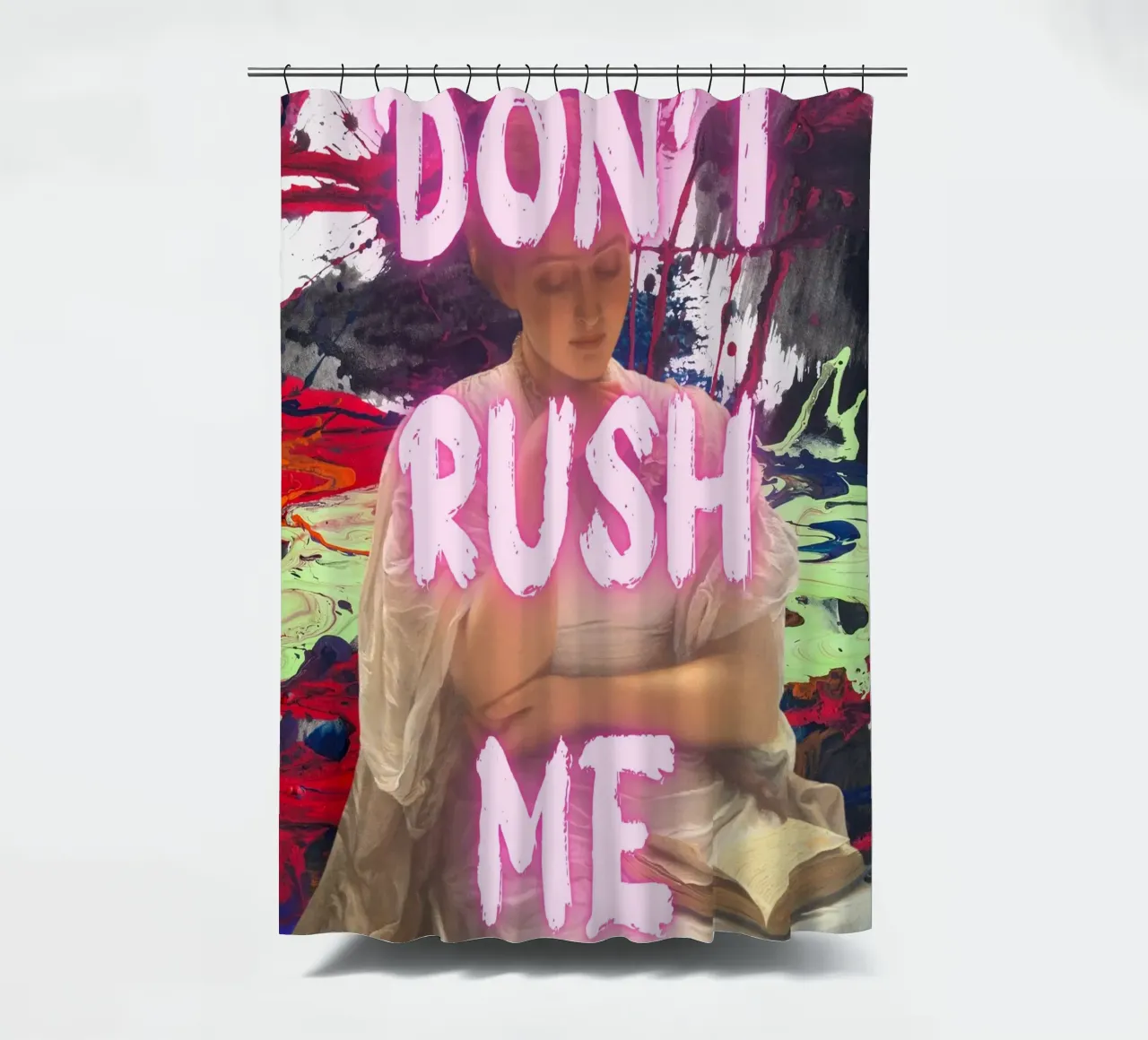 "Don't Rush Me" - Pop Art, Remix classico, Astratto, Pink Aes tenda da doccia da NorwesClub
