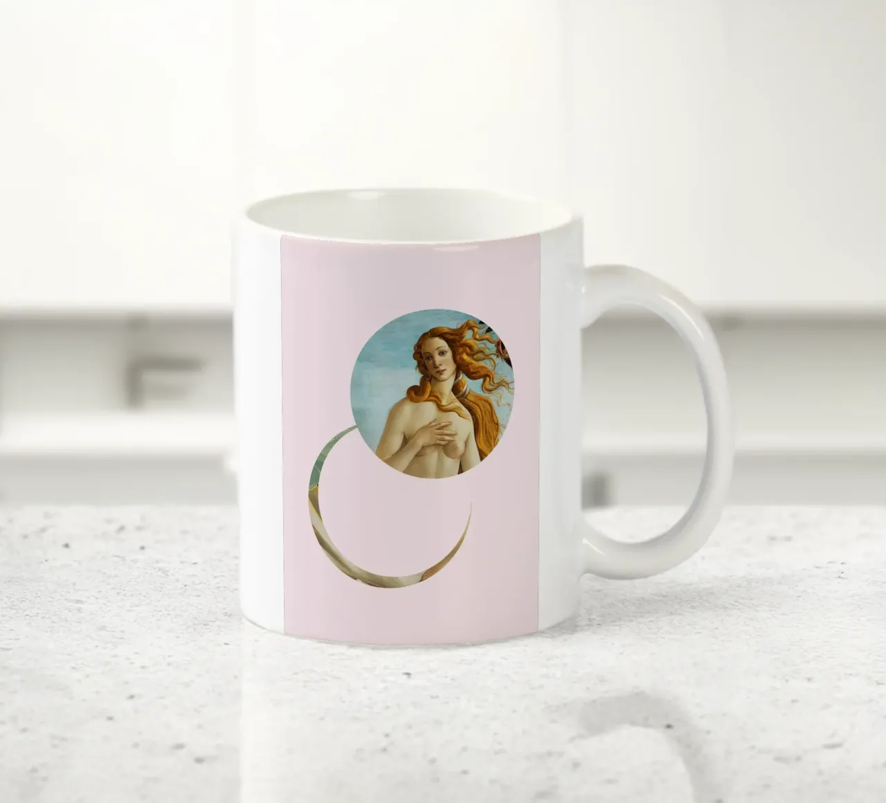"Venus Reborn" - Botticelli Remix, Minimalista, Dea, Rosa tazza in ceramica da NorwesClub