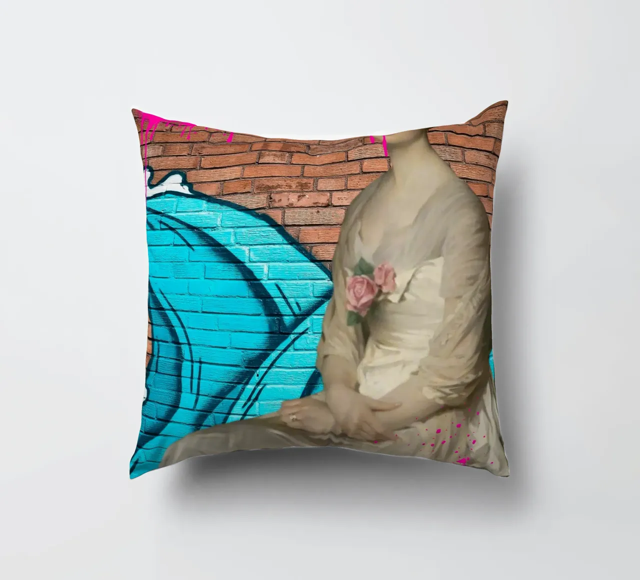 "Modern Muse" - Arte di strada, remix classico, vibrante, tagliente cuscino da NorwesClub