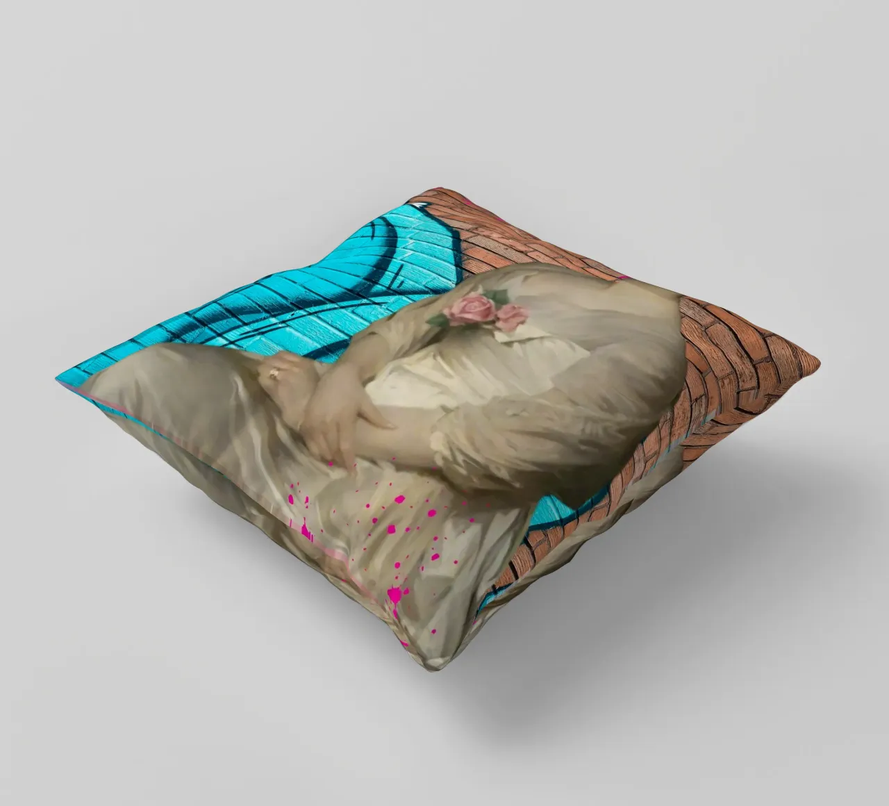 "Modern Muse" - Arte di strada, remix classico, vibrante, tagliente cuscino da NorwesClub