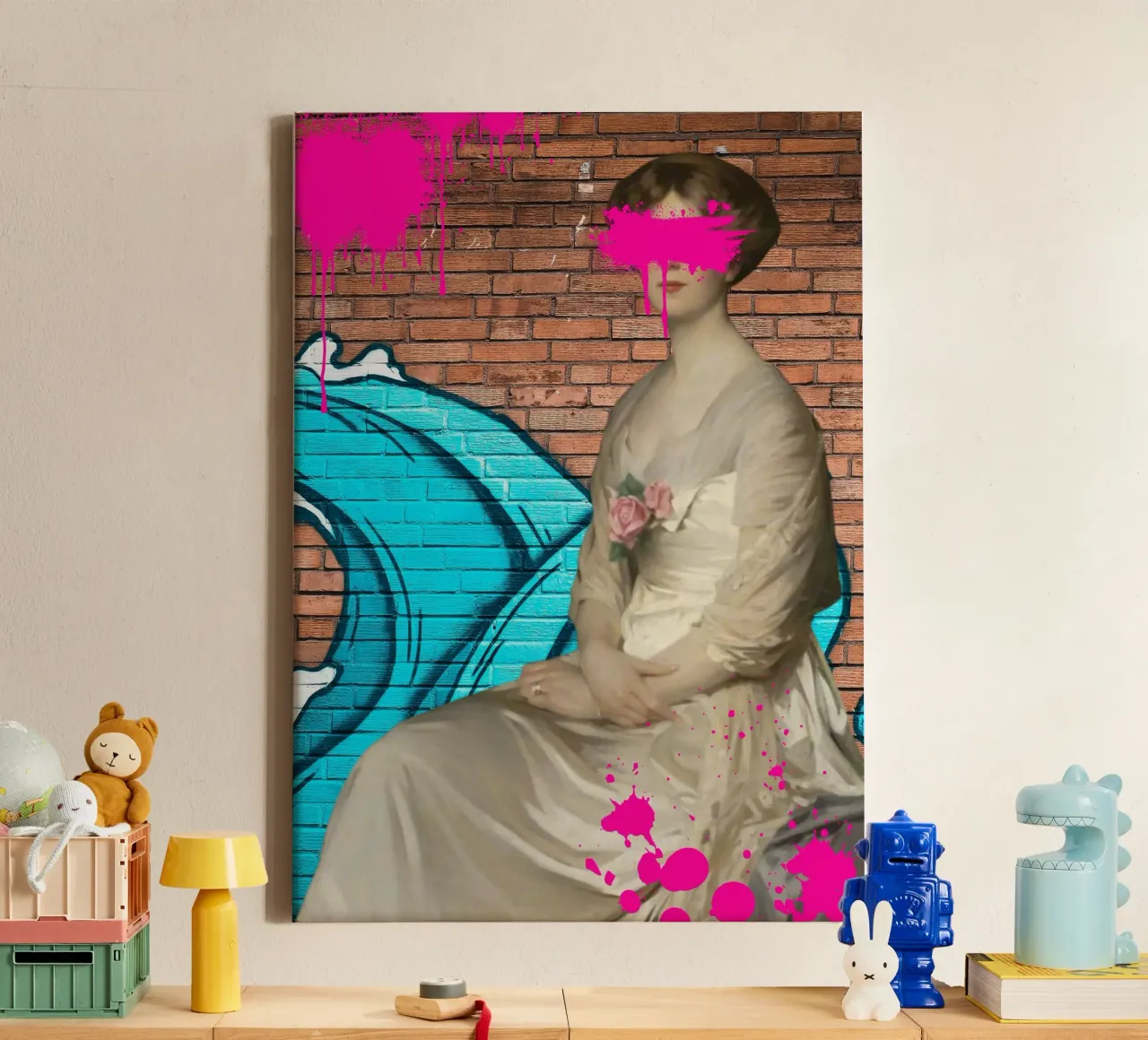 "Modern Muse" - Arte di strada, remix classico, vibrante, tagliente tela con Cornice a cassetta da NorwesClub