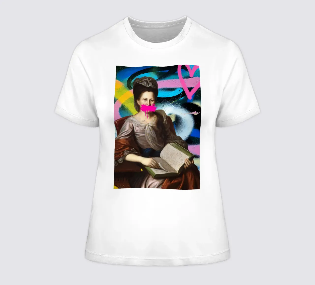 "Muted Wisdom" - Street Art, Classic Remix, Vibrant, Bold women's fitted t-shirt by NorwesClub