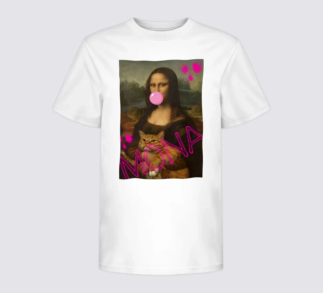 "Mona & Bubble" - Da Vinci Remix, Pop Art, Cat Lover, Playfu kids t-shirt by NorwesClub
