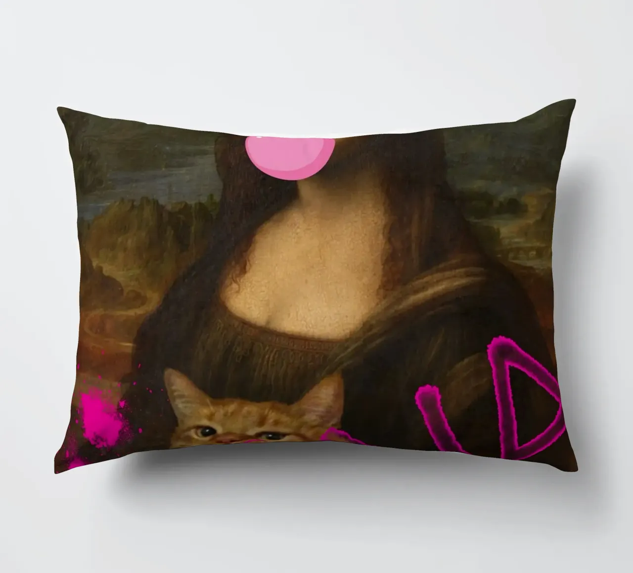 "Mona & Bubble" - Da Vinci Remix, Pop Art, Amante dei gatti, Playfu cuscino da NorwesClub