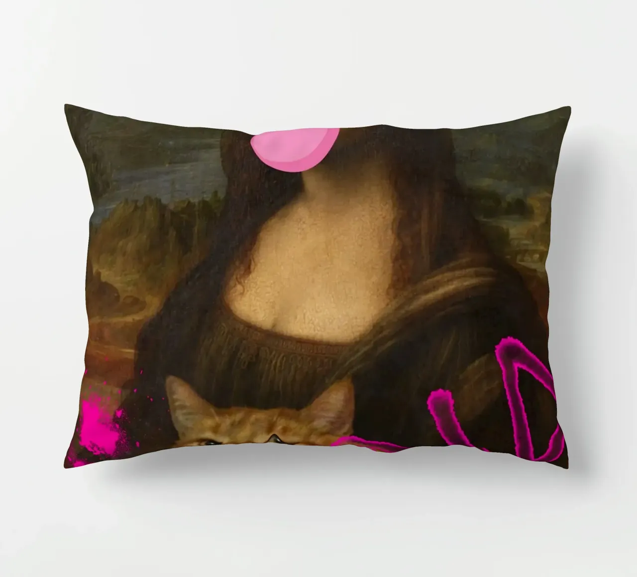 "Mona & Bubble" - Da Vinci Remix, Pop Art, Amante dei gatti, Playfu cuscino da NorwesClub
