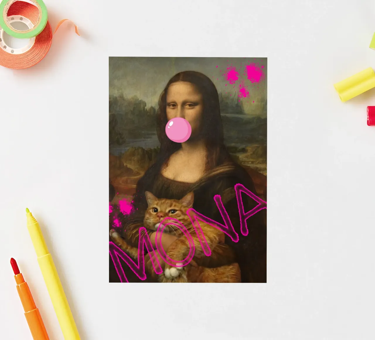 "Mona & Bubble" - Da Vinci Remix, Pop Art, Cat Lover, Playfu sticker by NorwesClub