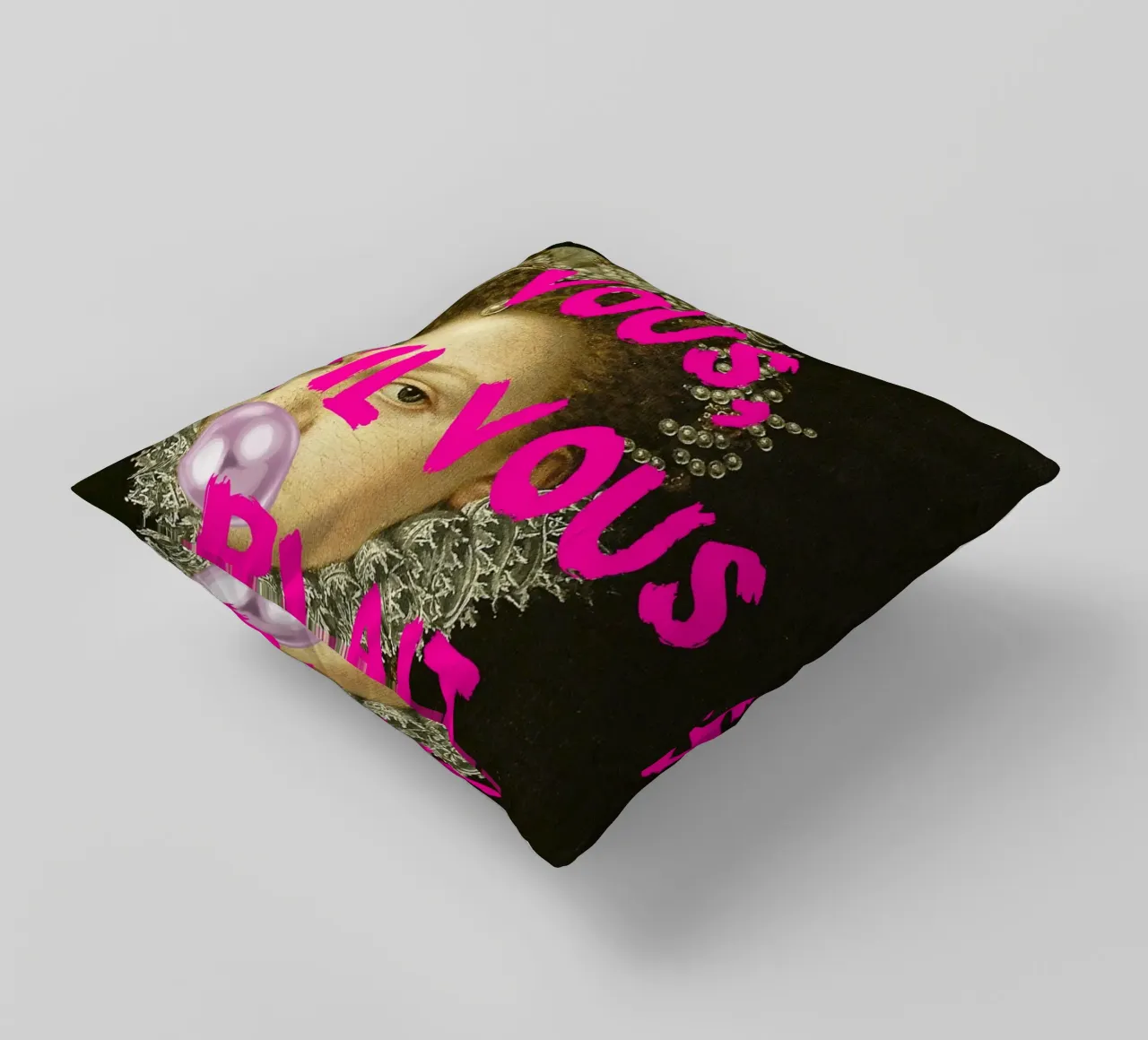 "Taisez Vous!" - Pop Art, Remix classico, Umoristico, Francese Ch cuscino da NorwesClub