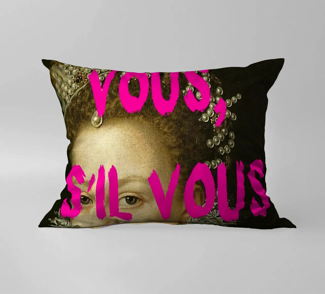 "Taisez Vous!" - Pop Art, Remix classico, Umoristico, Francese Ch cuscino da NorwesClub