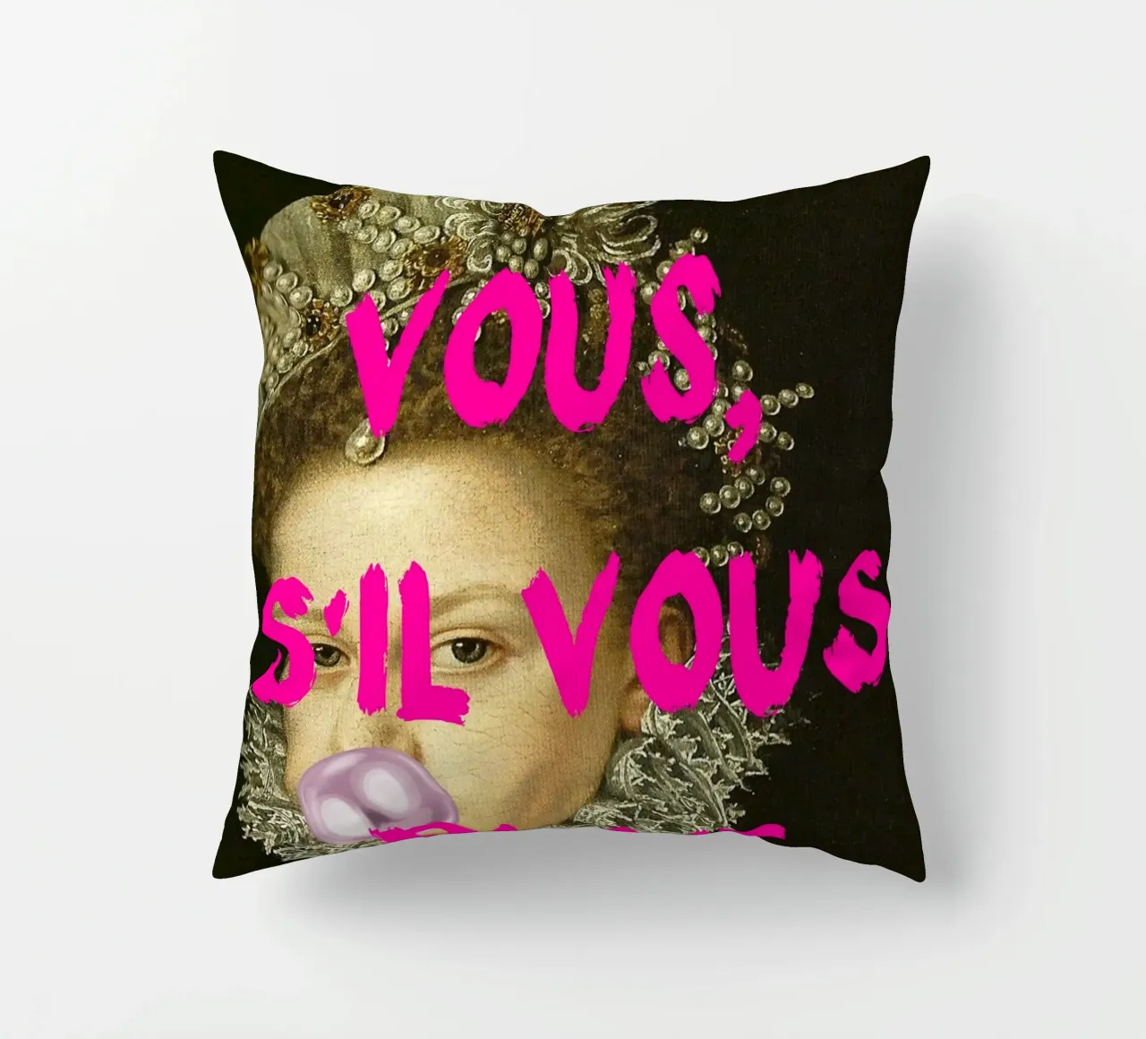 "Taisez Vous!" - Pop Art, Remix classico, Umoristico, Francese Ch cuscino da NorwesClub