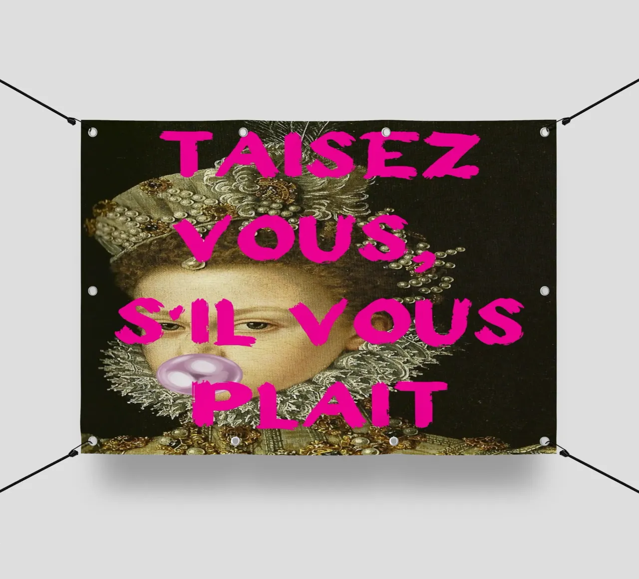 "Taisez Vous!" - Pop Art, Remix classico, Umoristico, Francese Ch telo in pvc da NorwesClub