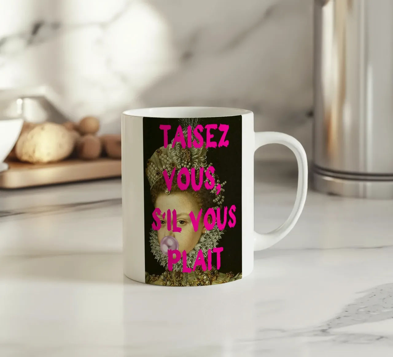 "Taisez Vous!" - Pop Art, Remix classico, Umoristico, Francese Ch tazza in ceramica da NorwesClub