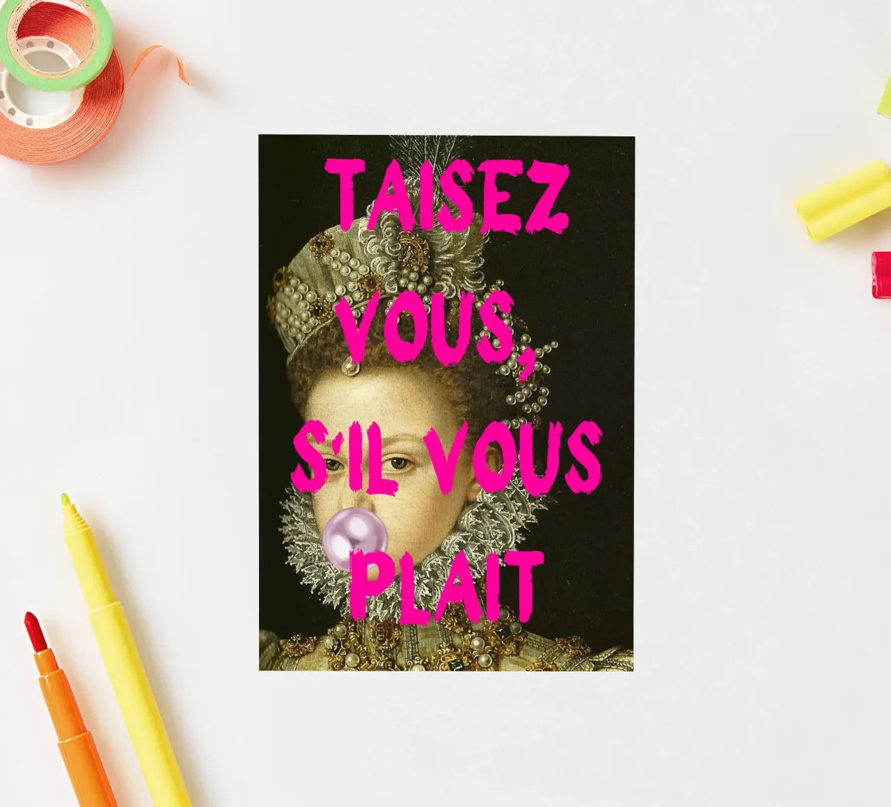 "Taisez Vous!" - Pop Art, Remix classico, Umoristico, Francese Ch adesivo da NorwesClub