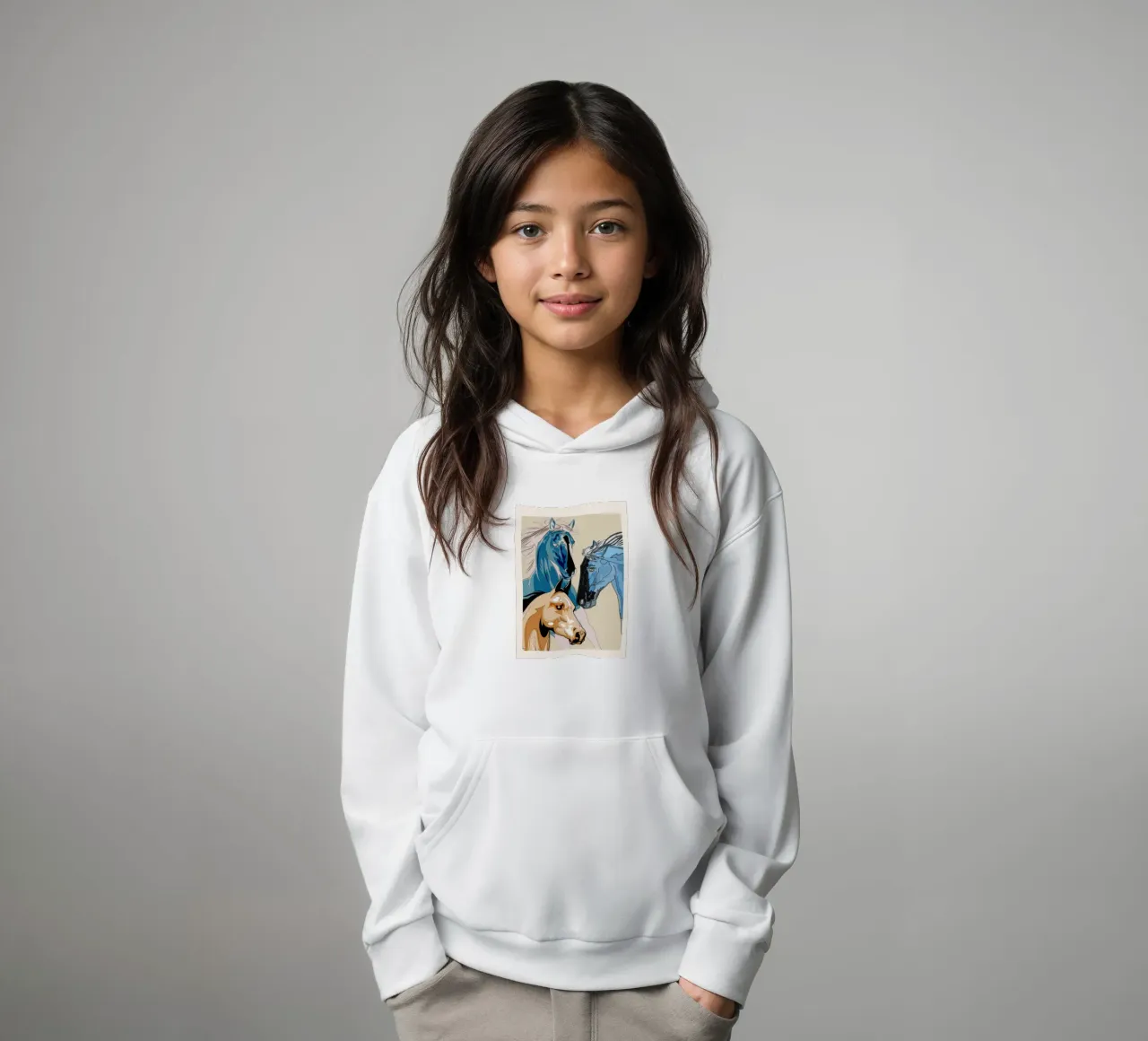 Horses kids hoodie by Nadjaa