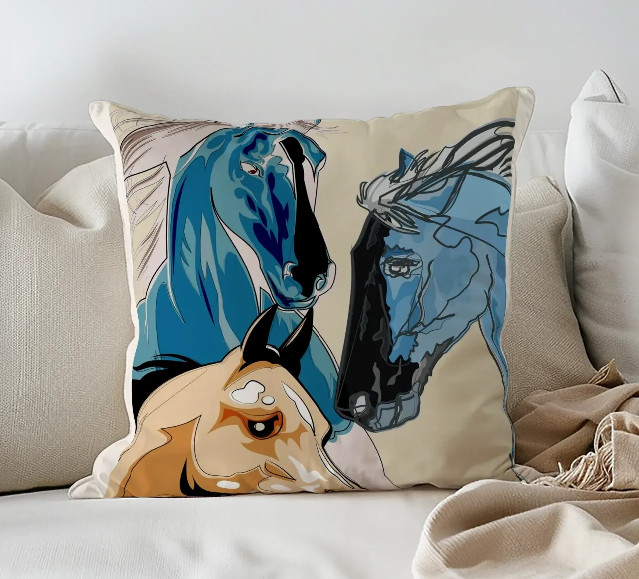 Horses decorative cushion by Nadjaa