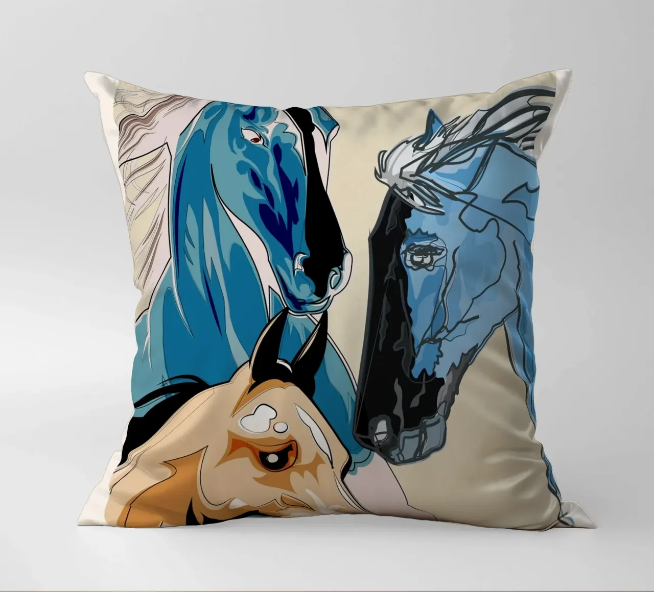 Horses decorative cushion by Nadjaa