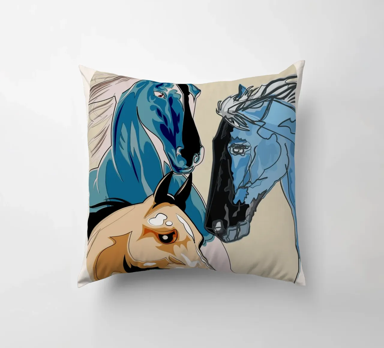 Horses decorative cushion by Nadjaa