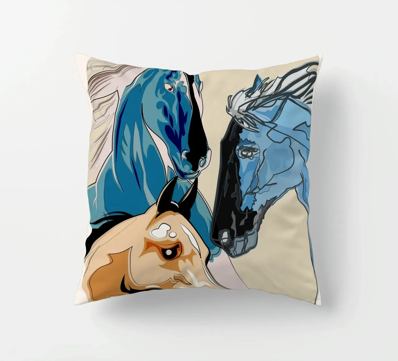 Horses decorative cushion by Nadjaa