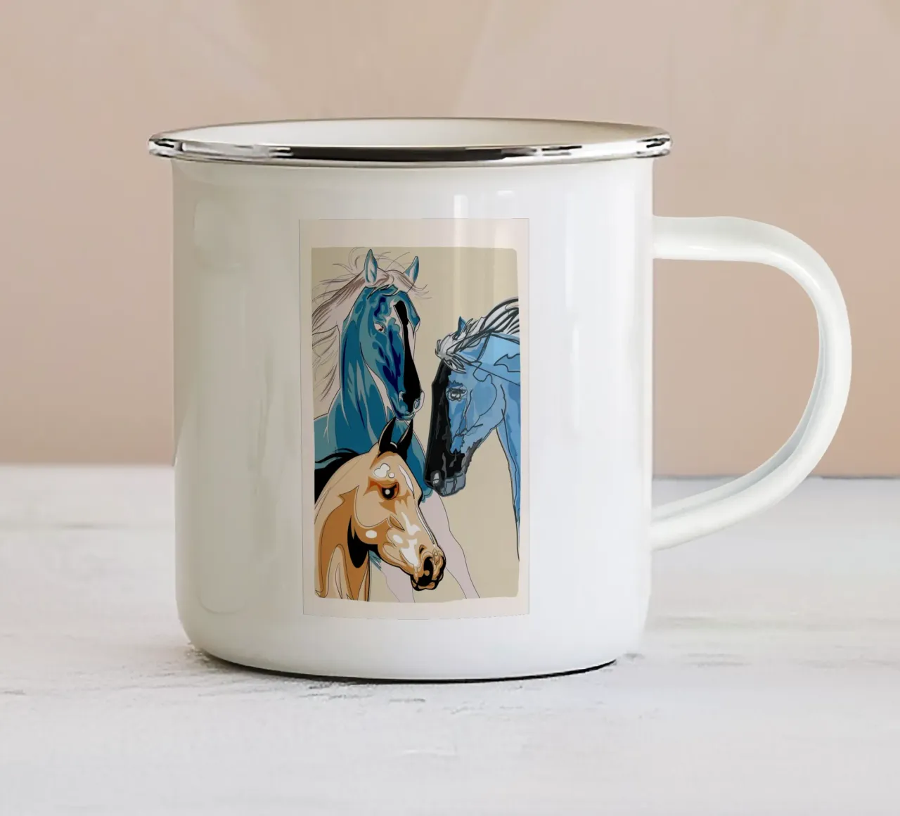 Horses tazza in smalto da Nadjaa