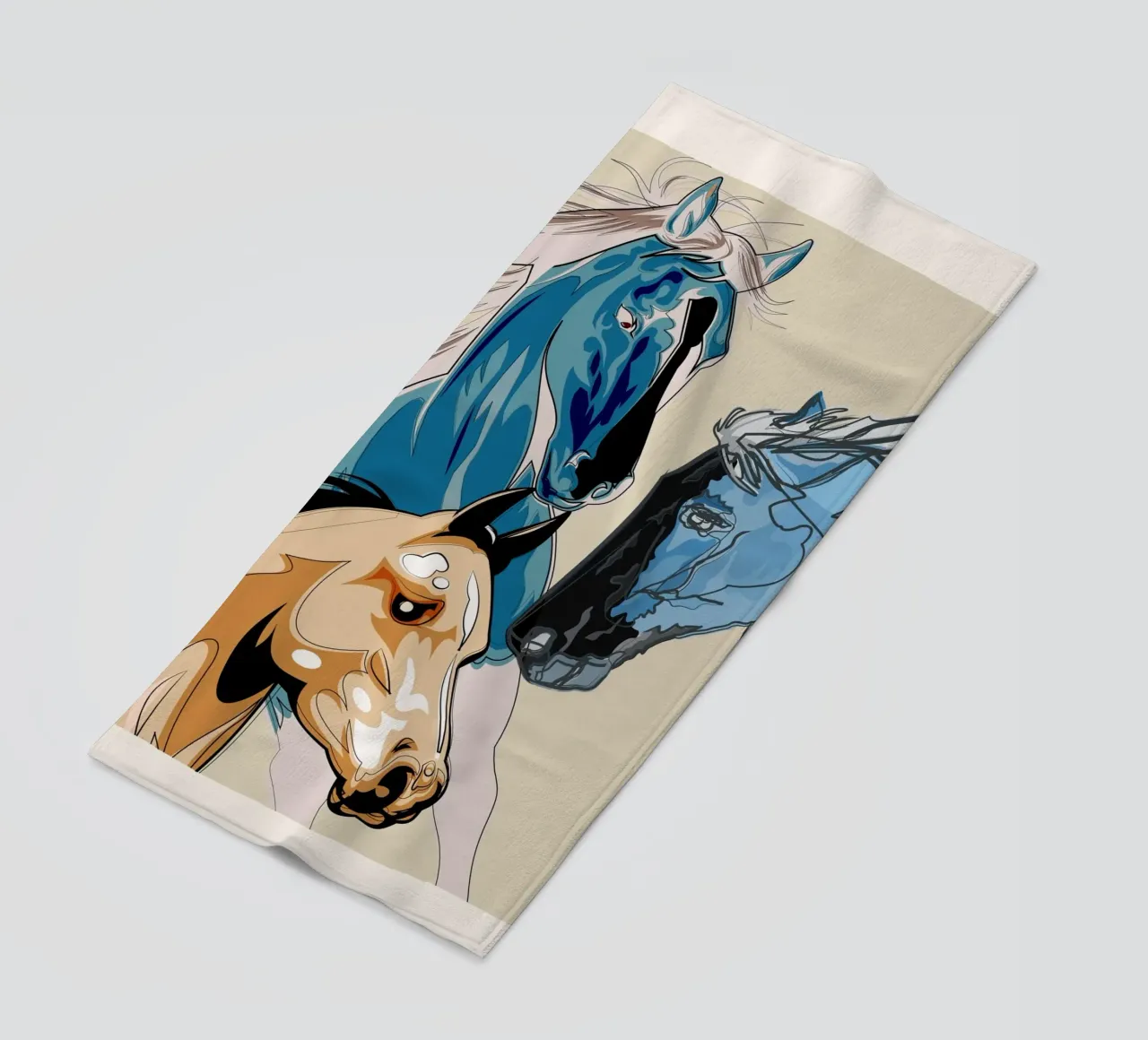 Horses beach towel by Nadjaa