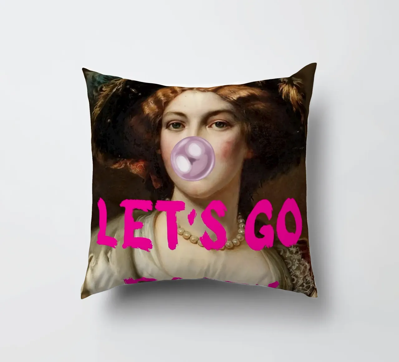 "Let's Go Party" - Pop Art, Classic Remix, Festive, Bubblegu cuscino da NorwesClub