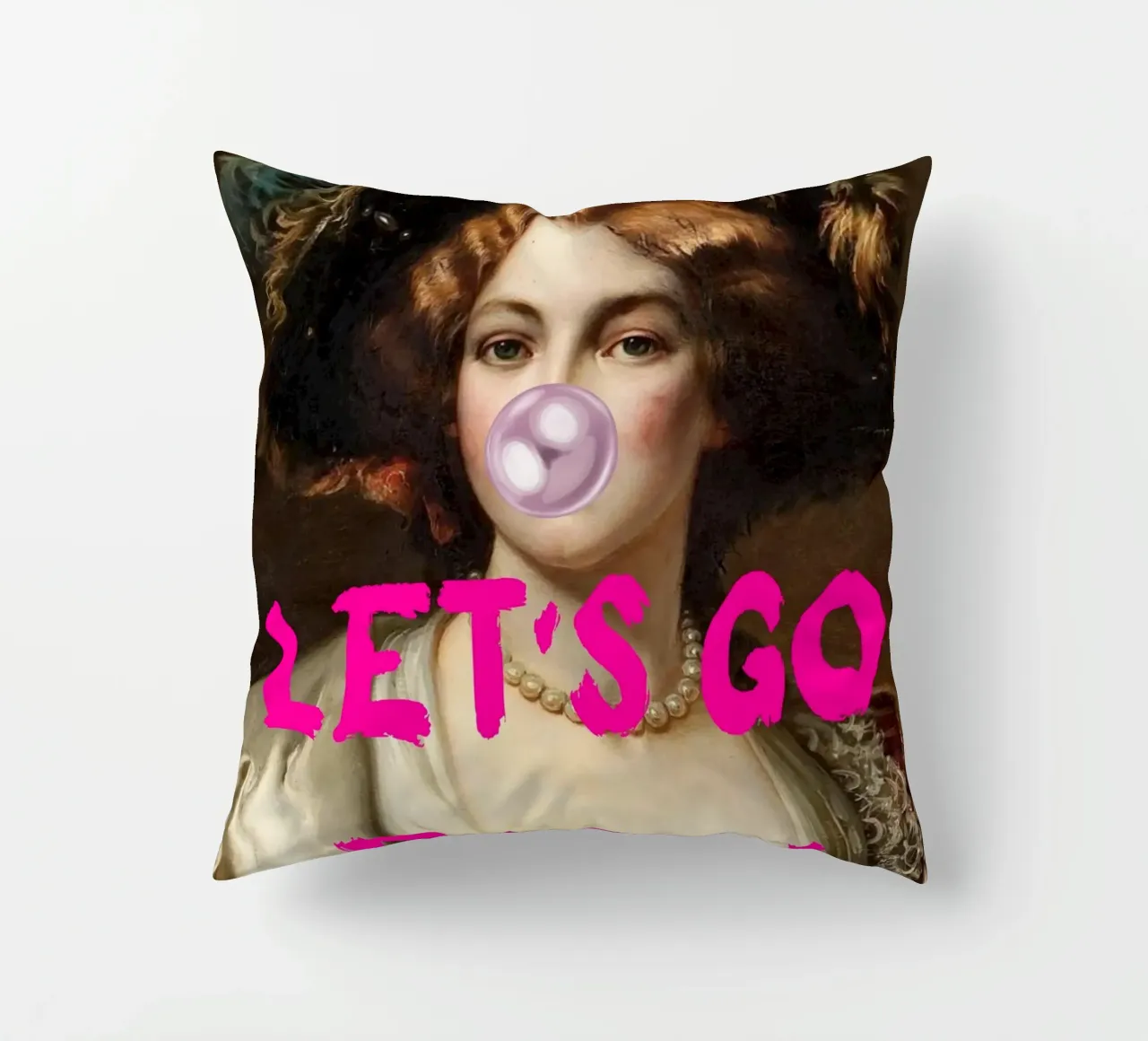 "Let's Go Party" - Pop Art, Classic Remix, Festive, Bubblegu cuscino da NorwesClub
