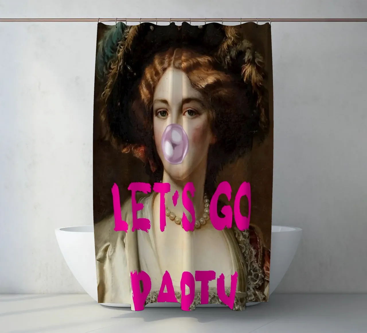 "Let's Go Party" - Pop Art, Classic Remix, Festive, Bubblegu tenda da doccia da NorwesClub