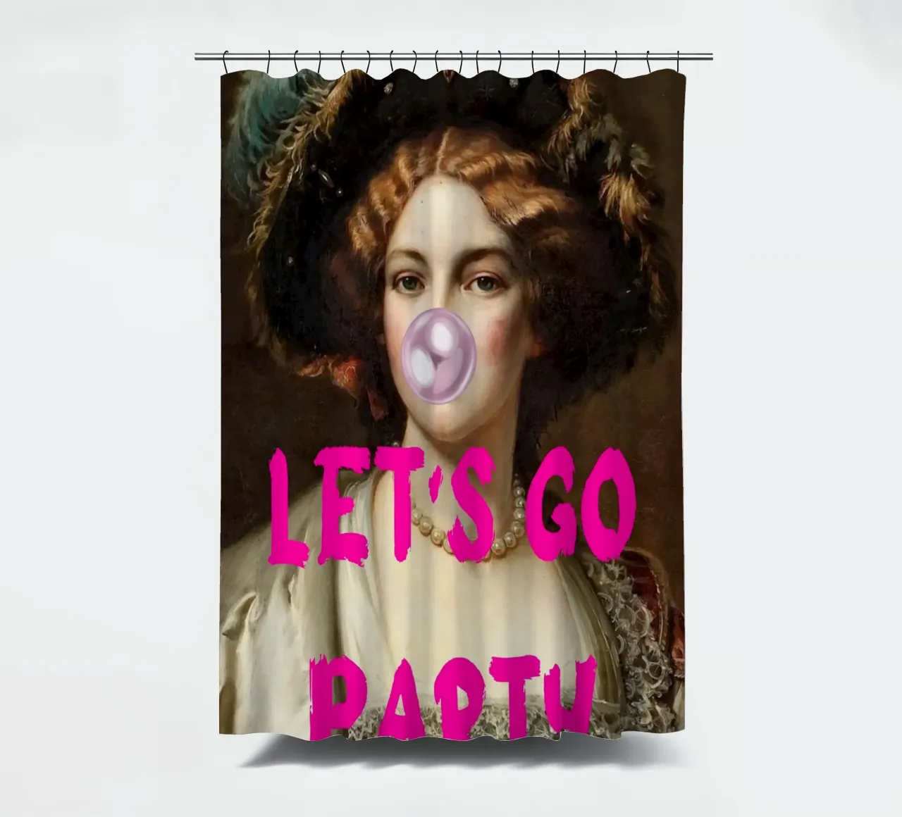 "Let's Go Party" - Pop Art, Classic Remix, Festive, Bubblegu tenda da doccia da NorwesClub
