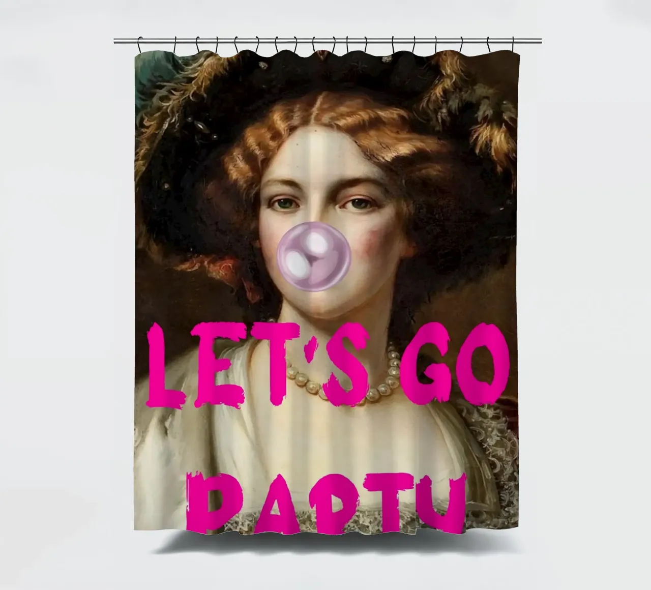"Let's Go Party" - Pop Art, Classic Remix, Festive, Bubblegu tenda da doccia da NorwesClub