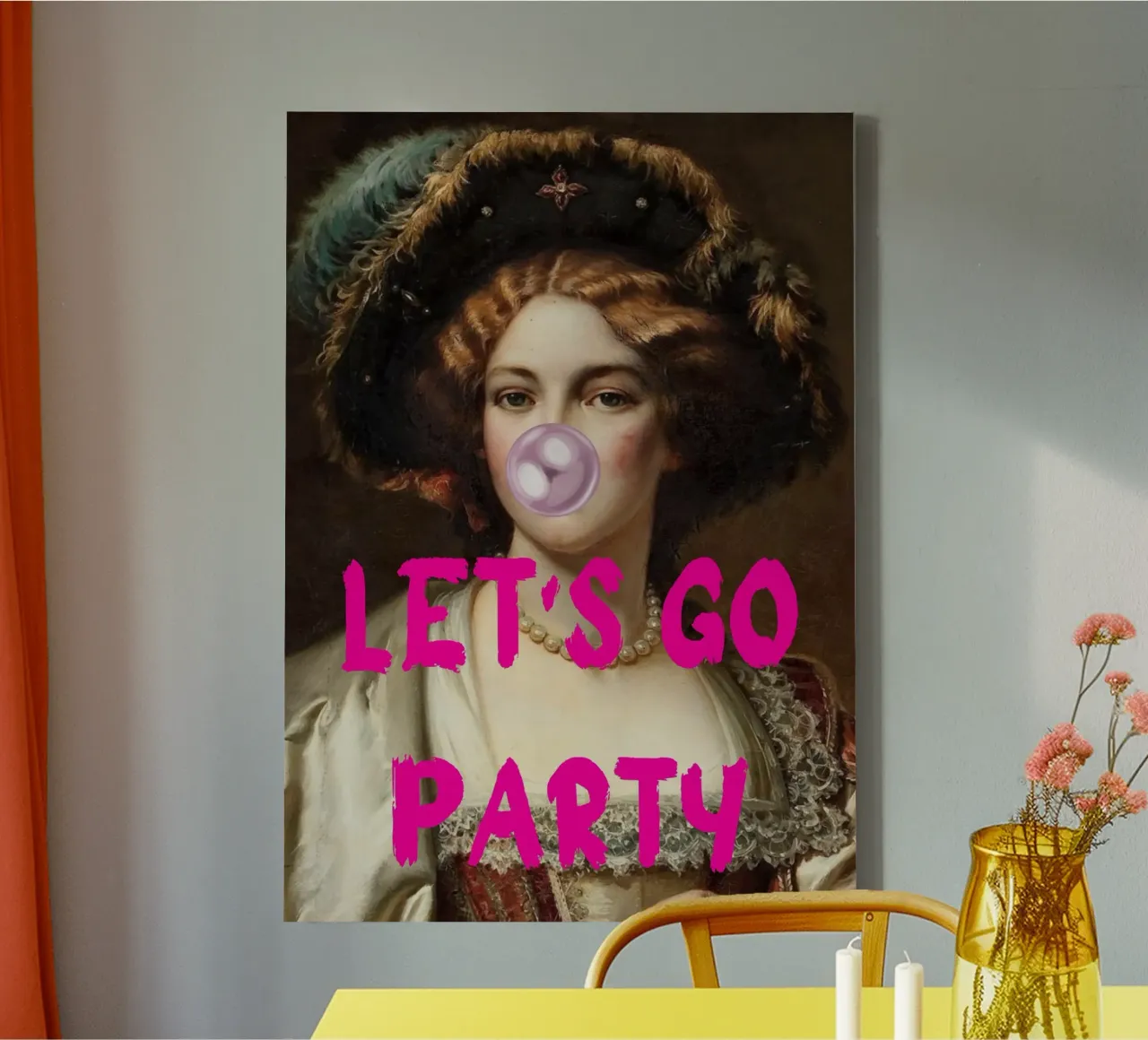 "Let's Go Party" - Pop Art, Classic Remix, Festive, Bubblegu tela da NorwesClub
