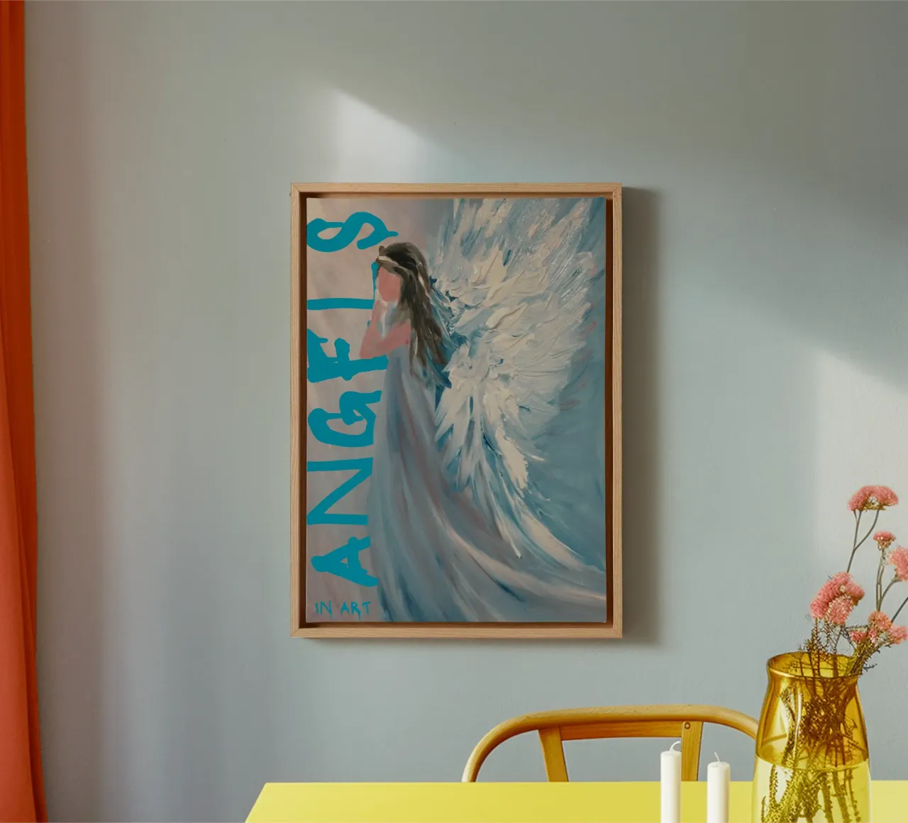 "Engelen in de kunst - abstract, spiritueel, dromerig, modern canvas met Baklijst van NorwesClub