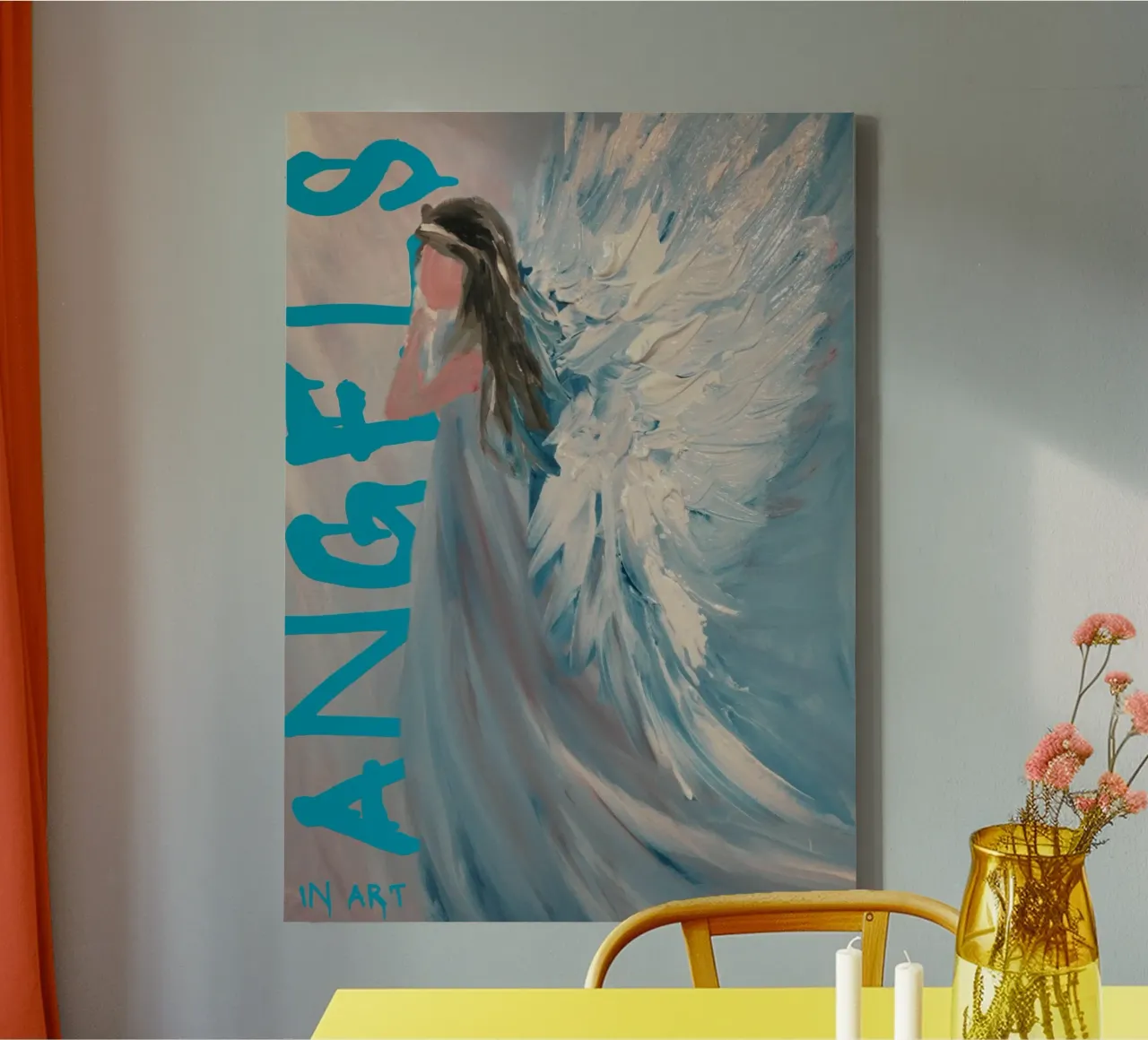 "Engelen in de kunst - abstract, spiritueel, dromerig, modern canvas met Baklijst van NorwesClub