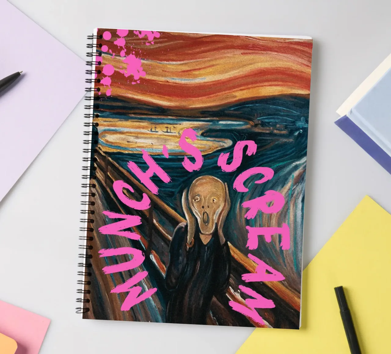 "Munch's Scream" - Pop Art, Expressionism Remix, Humorous, B spiral notebook by NorwesClub