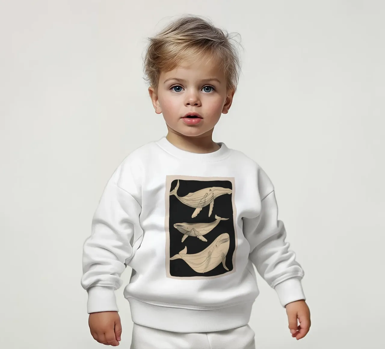 Modern Minimalist Abstract Whales felpa neonato da Nadjaa