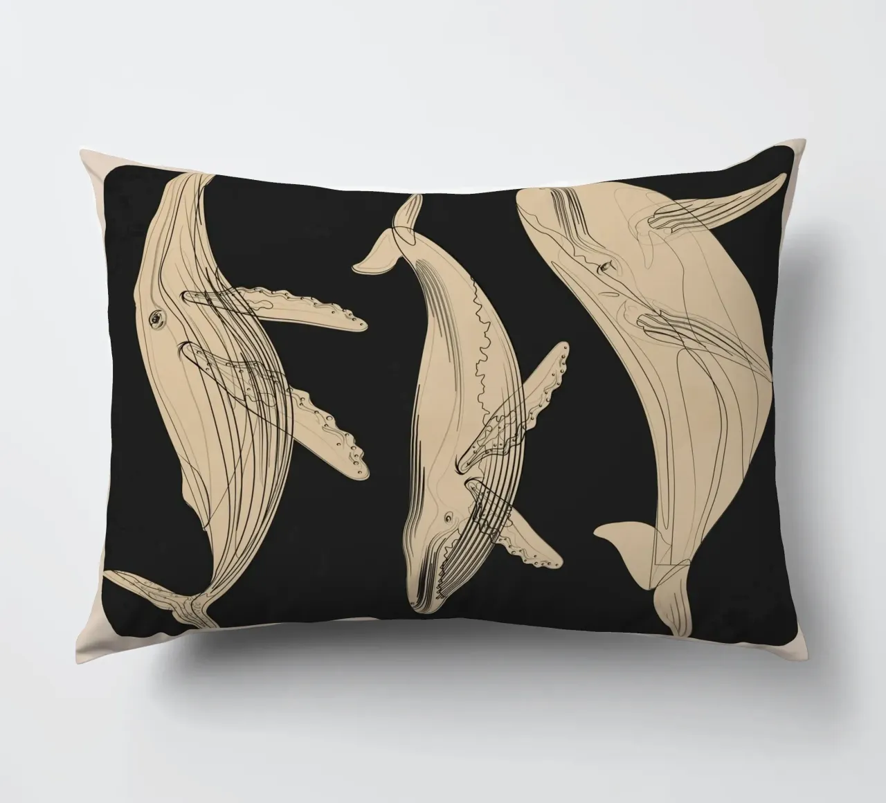 Modern Minimalist Abstract Whales cuscino da Nadjaa