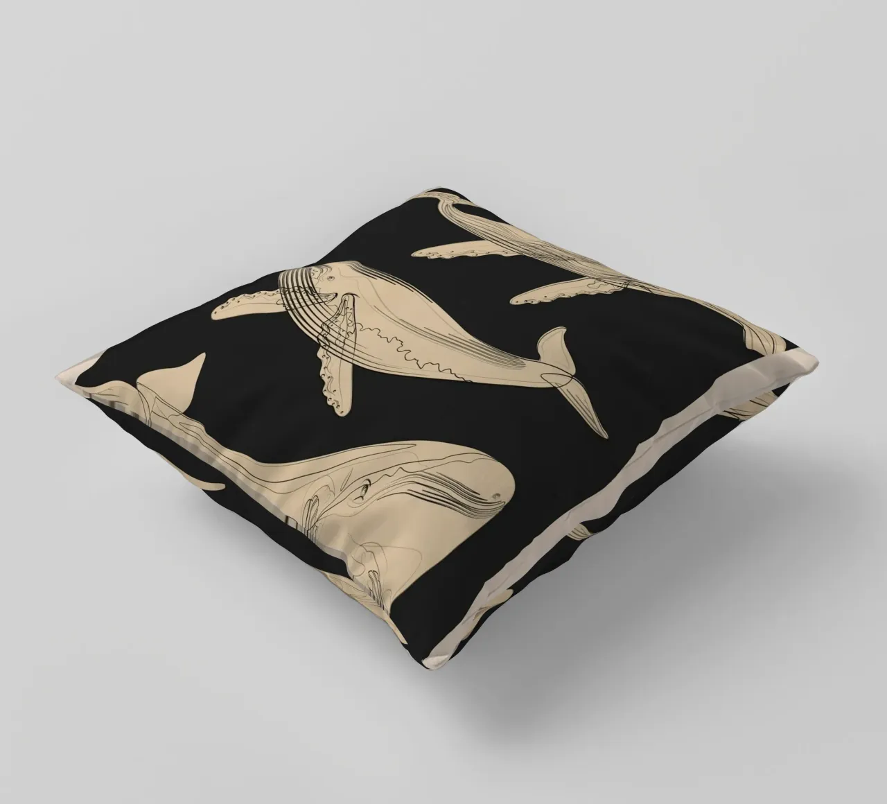 Modern Minimalist Abstract Whales cuscino da Nadjaa
