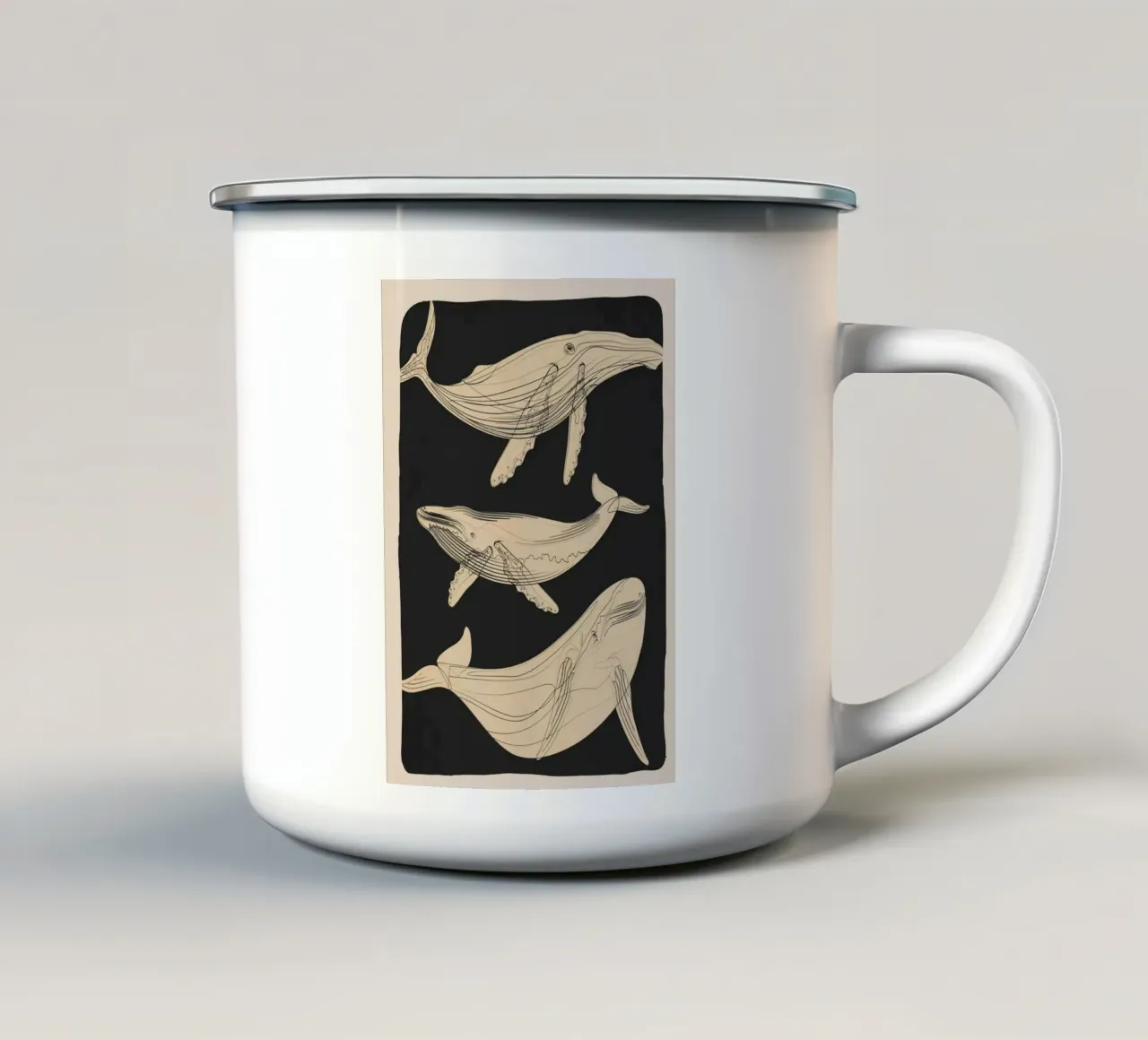 Modern Minimalist Abstract Whales tazza in smalto da Nadjaa